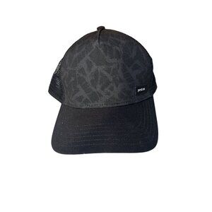 Prana Mens Black Mesh Back Trucker Hat With Adjustable Snap Closure